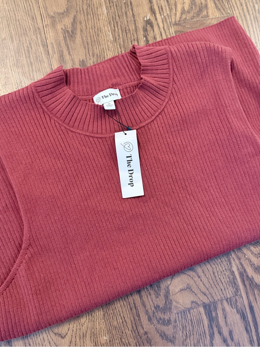 The Drop 5X Women's Ribbed Mock Neck Sweater Tank Karolina Brick Red